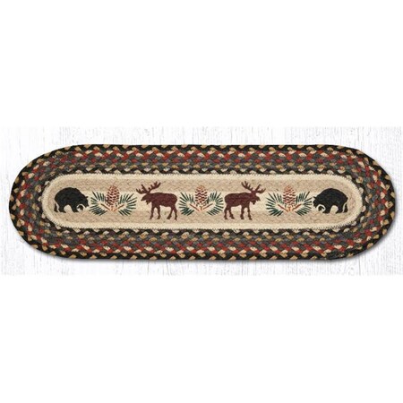 Palacedesigns 27 x 8.25 in. Bear & Moose Printed Stair Tread Oval Rug PA2846531